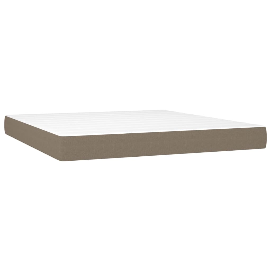 vidaXL Pat cu arcuri, saltea și LED, gri taupe, 160x200 cm, textil