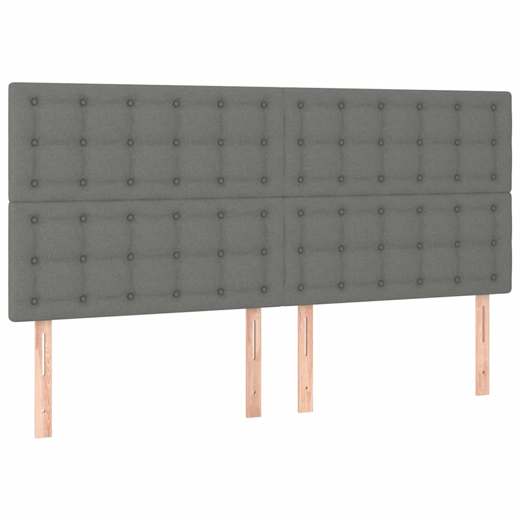 vidaXL Pat cu arcuri, saltea și LED, gri închis, 200x200 cm, textil