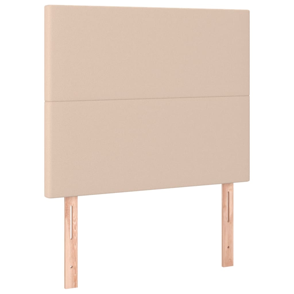 vidaXL Pat cu arcuri, cu saltea și LED, cappuccino 90x200 cm piele eco