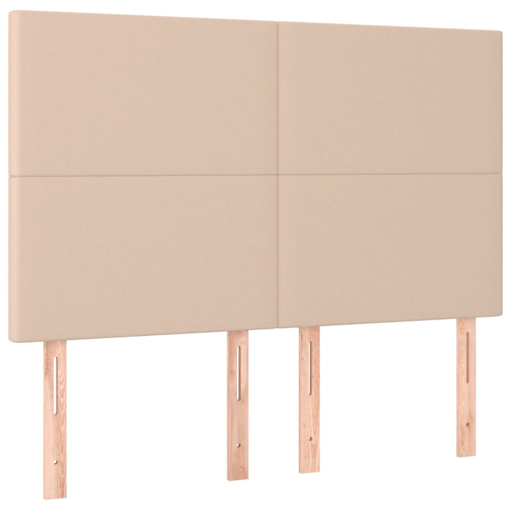vidaXL Pat cu arcuri, cu saltea și LED cappuccino 140x190 cm piele eco vidaXL Pat cu arcuri, cu saltea și LED cappuccino 140x190 cm piele eco