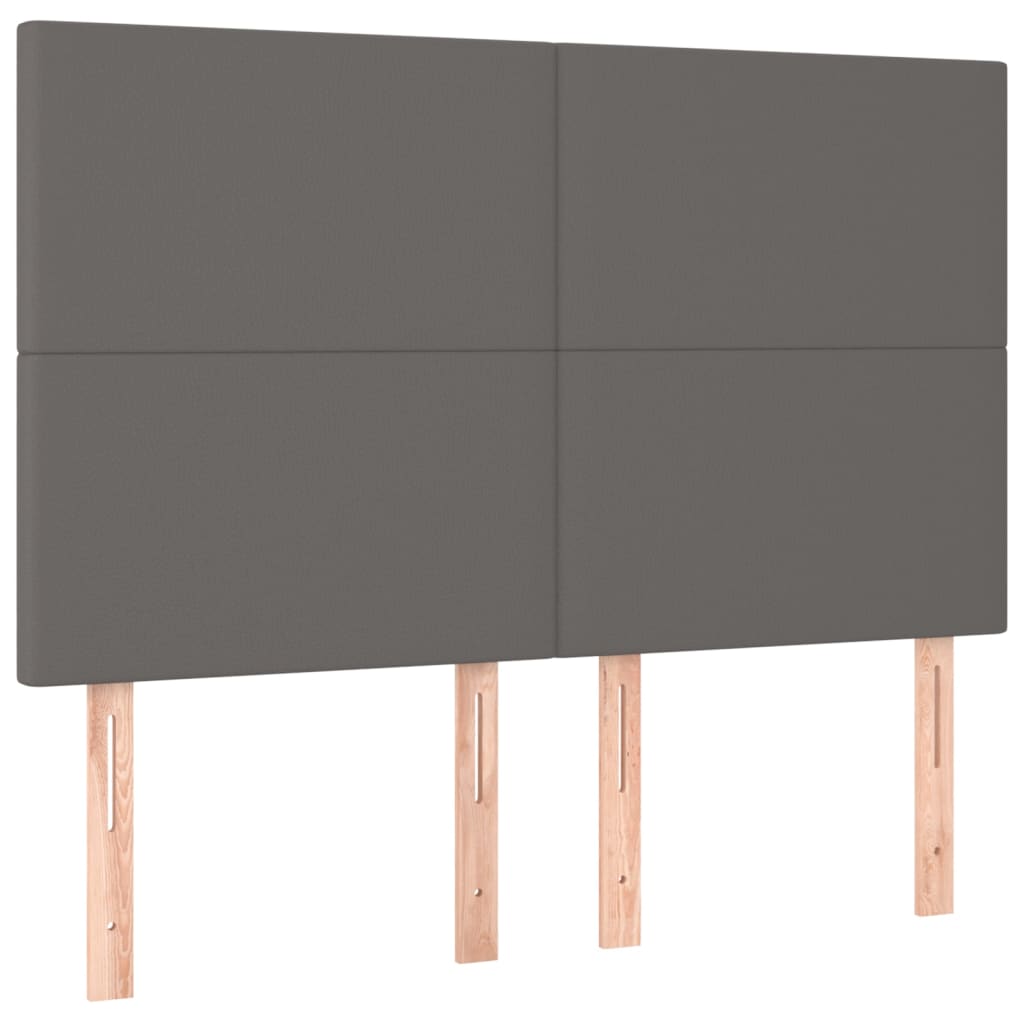 vidaXL Pat cu arcuri, saltea și LED, gri, 140x200 cm, piele eco