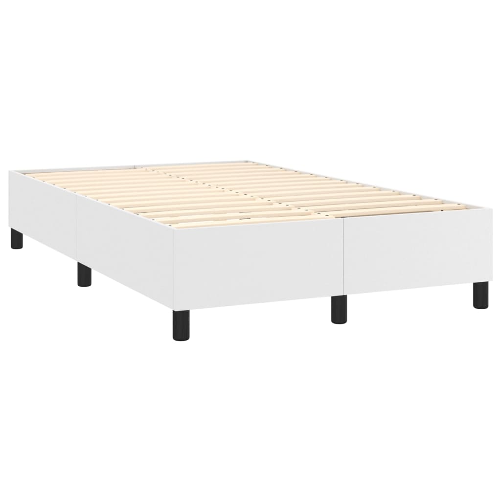 vidaXL Pat cu arcuri, saltea și LED, alb, 120x200 cm, piele ecologică