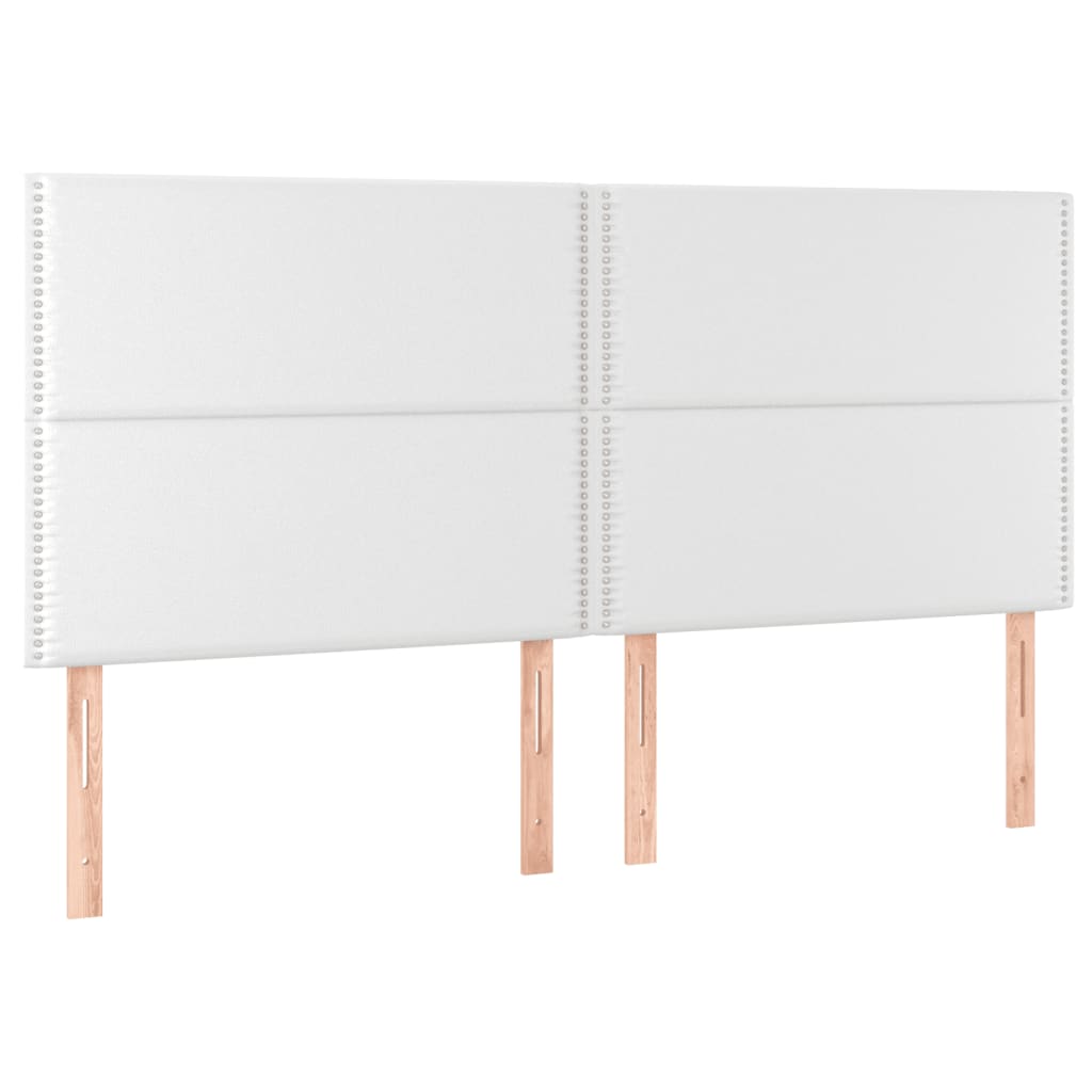 vidaXL Pat cu arcuri, saltea și LED, alb, 200x200 cm, piele ecologică