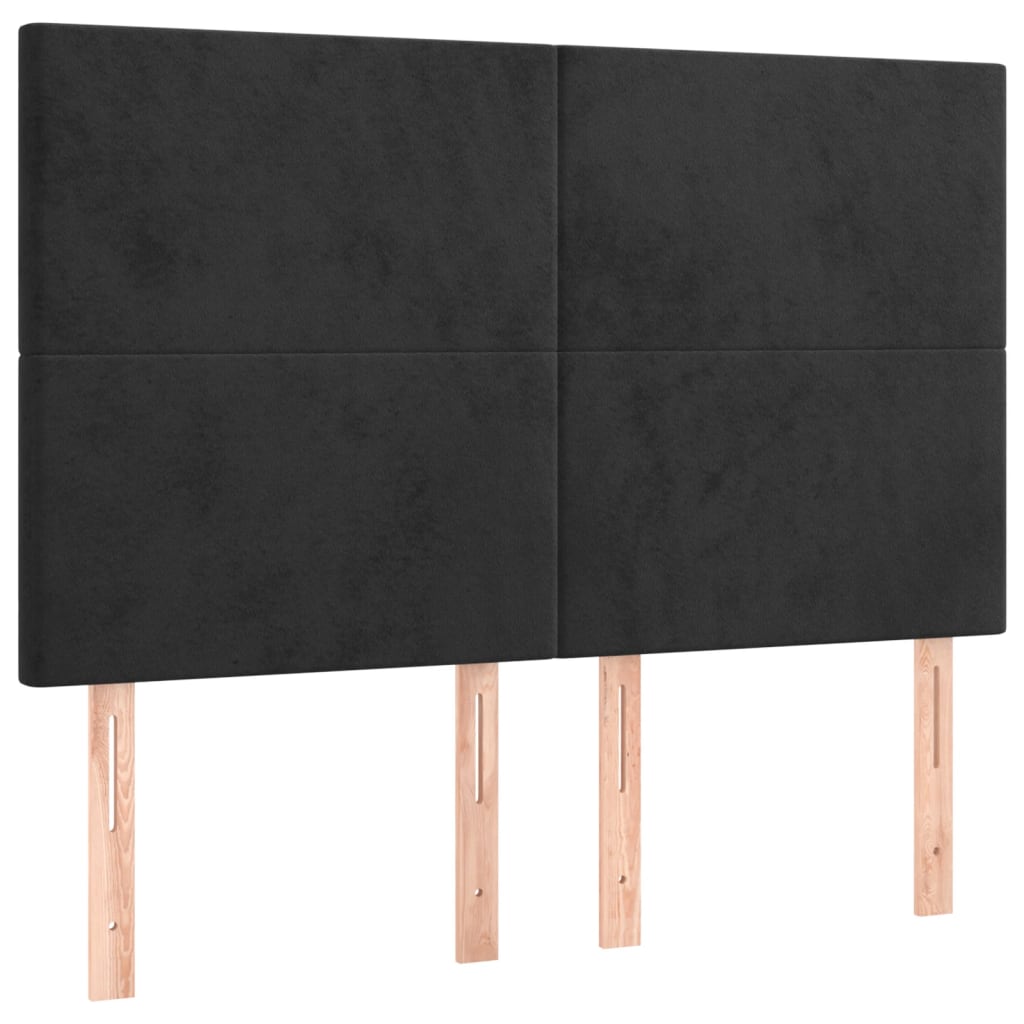 vidaXL Pat cu arcuri, saltea și LED, negru, 140x200 cm, catifea