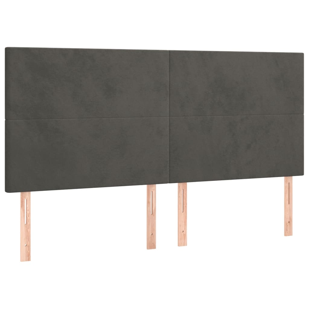 vidaXL Pat cu arcuri, saltea și LED, gri închis, 180x200 cm, catifea