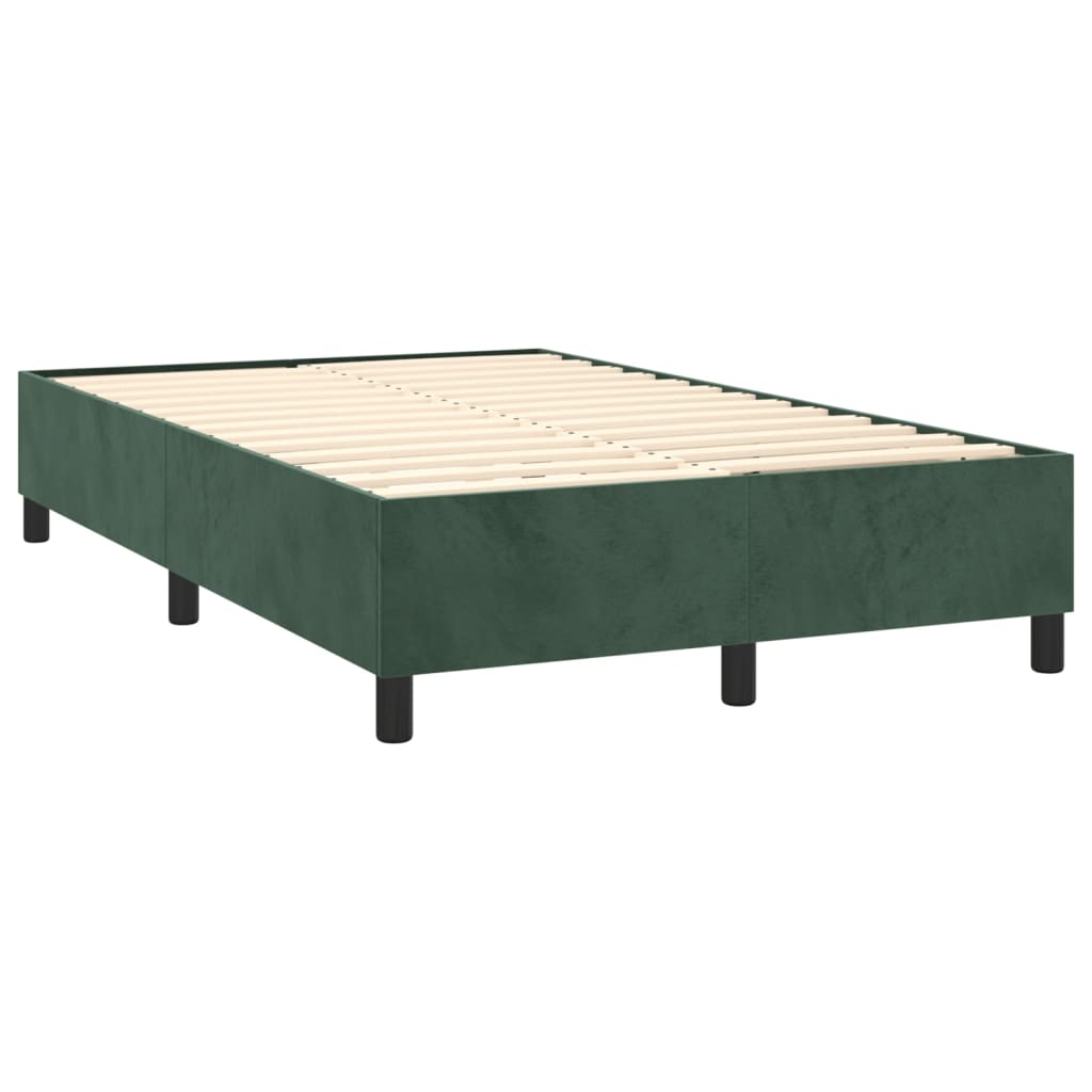 vidaXL Pat cu arcuri, saltea și LED, verde închis, 120x200 cm, catifea vidaXL Pat cu arcuri, saltea și LED, verde închis, 120x200 cm, catifea