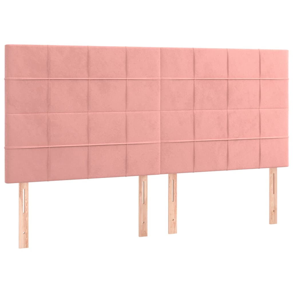 vidaXL Pat cu arcuri, saltea & LED, roz, 180x200 cm, catifea