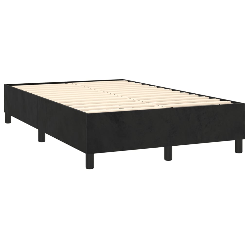 vidaXL Pat cu arcuri, saltea și LED, negru, 120x200 cm, catifea