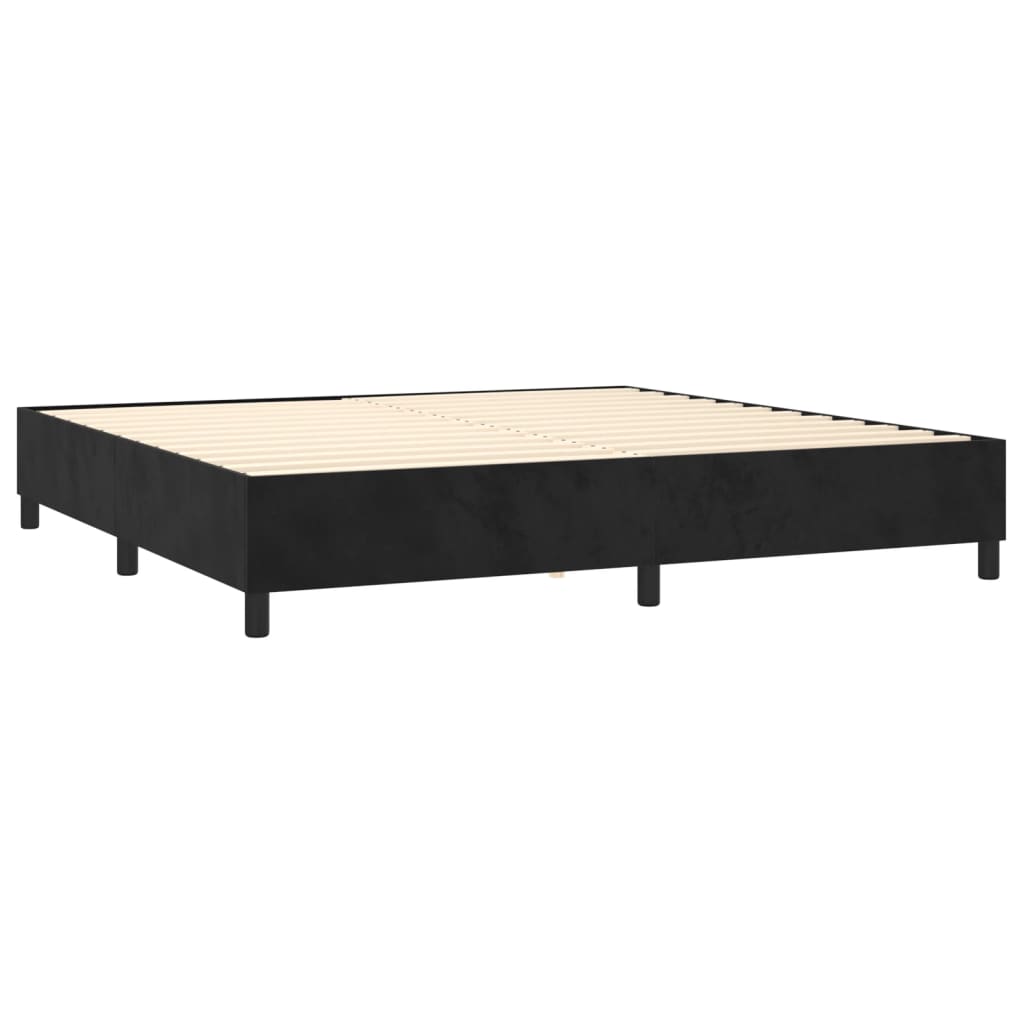 vidaXL Pat cu arcuri, saltea și LED, negru, 200x200 cm, catifea