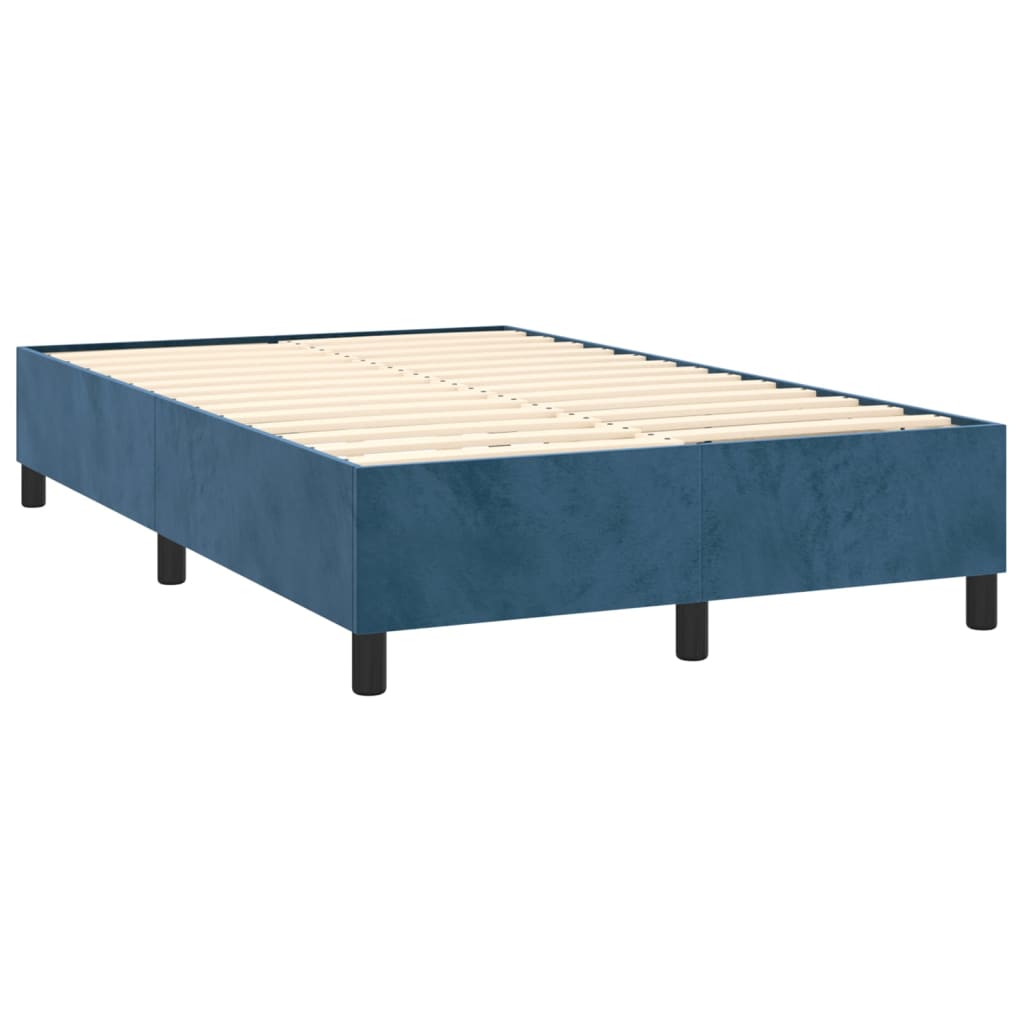 vidaXL Pat cu arcuri, saltea și LED, albastru, 120x200 cm, catifea vidaXL Pat cu arcuri, saltea și LED, albastru, 120x200 cm, catifea