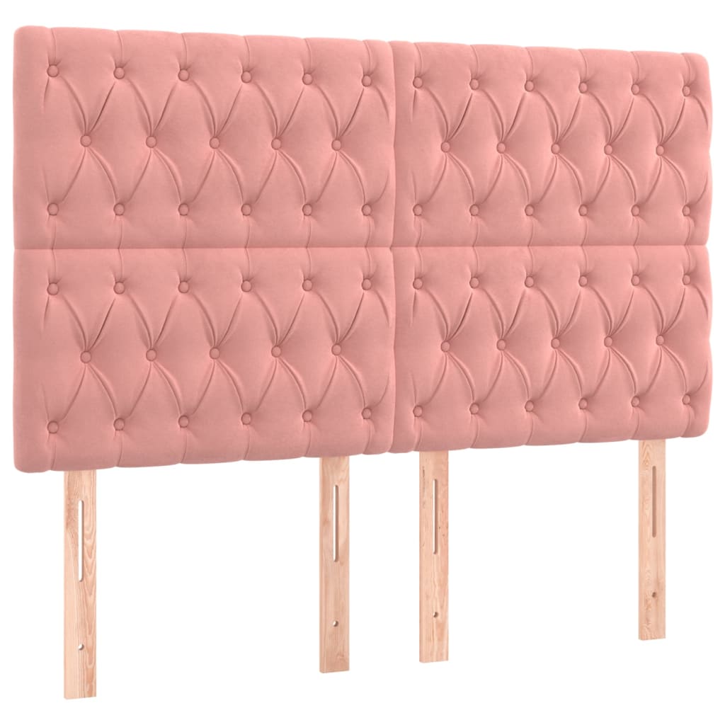 vidaXL Pat cu arcuri, cu saltea și LED, roz, 140x190 cm catifea
