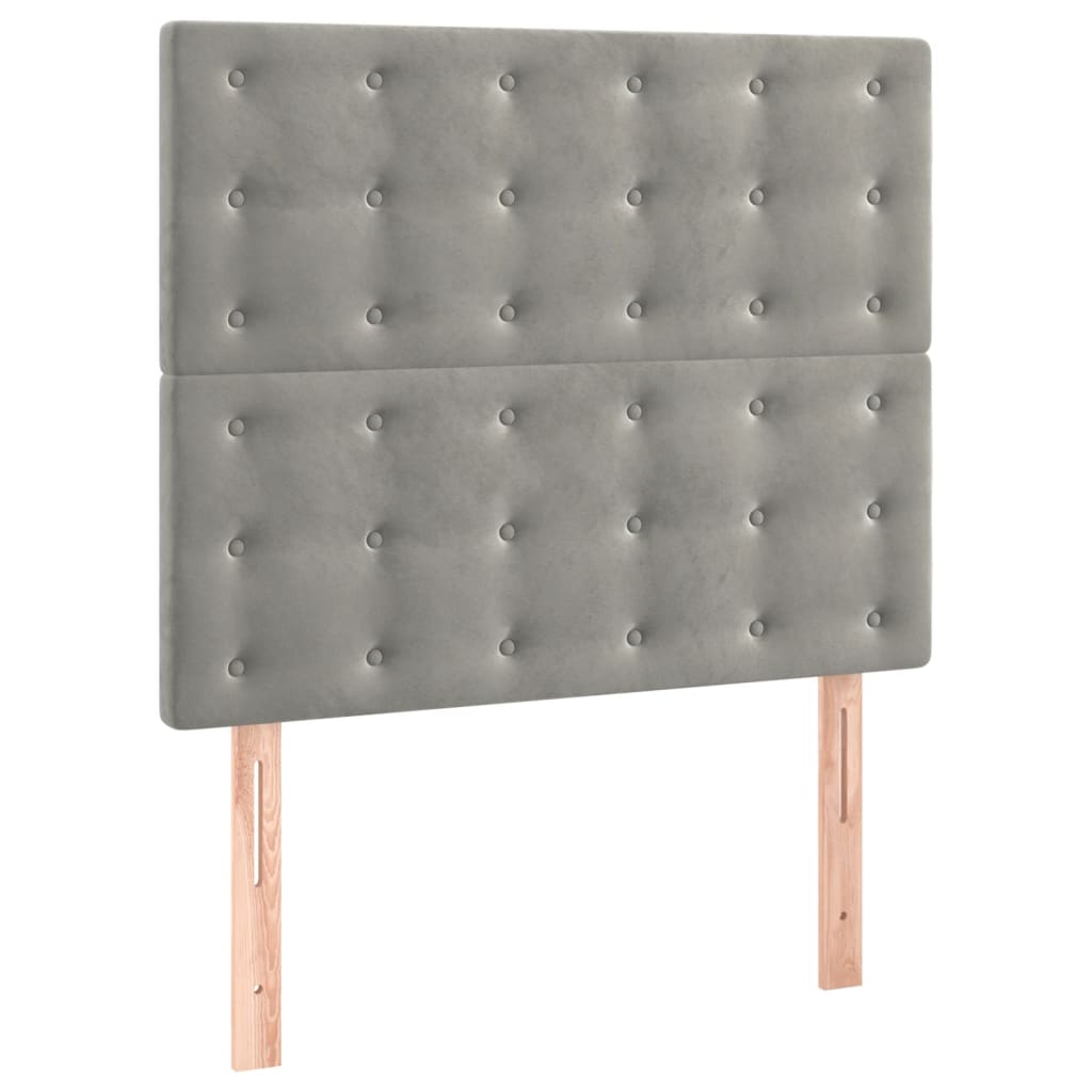 vidaXL Pat cu arcuri, saltea și LED, gri deschis, 90x190 cm, catifea