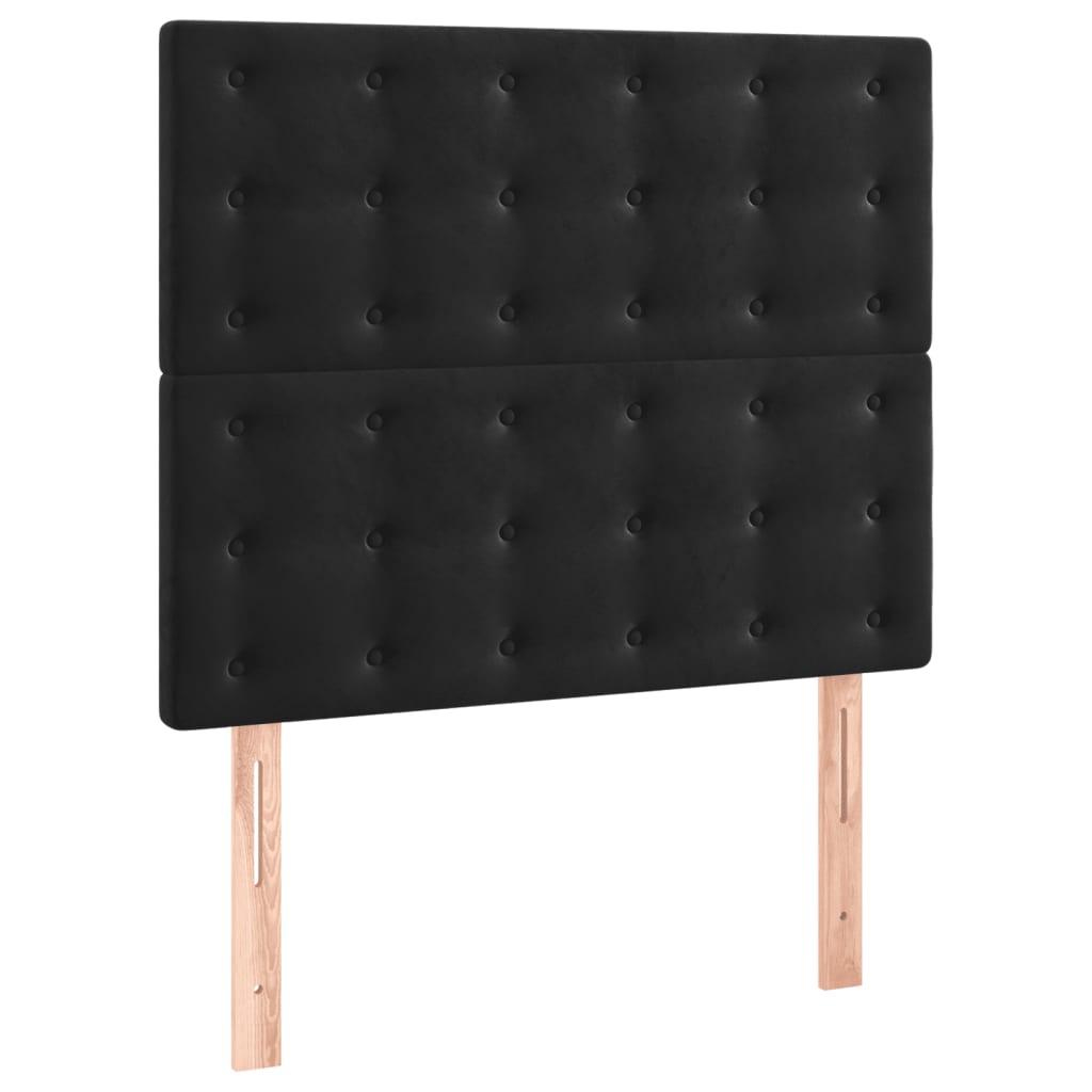 vidaXL Pat cu arcuri, saltea și LED, negru, 90x190 cm, catifea