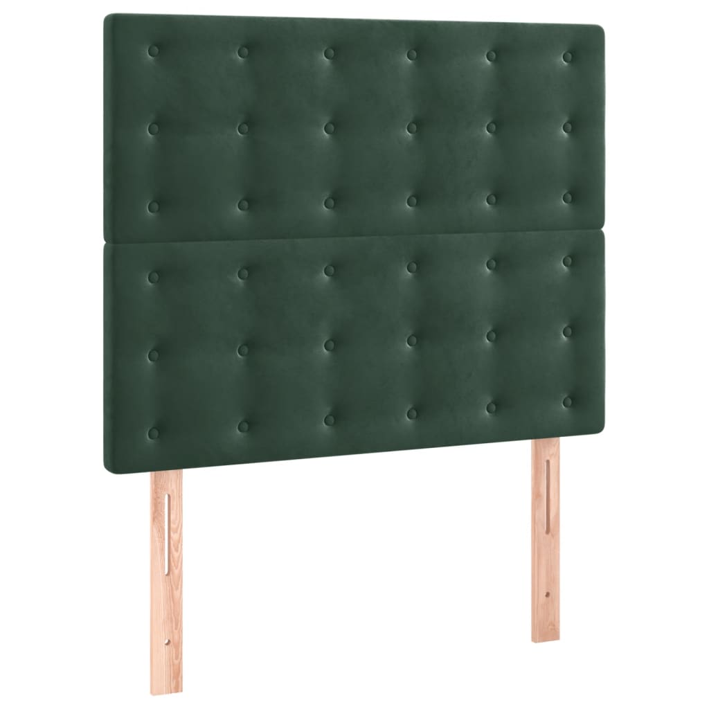 vidaXL Pat cu arcuri, saltea și LED, verde închis, 90x190 cm, catifea vidaXL Pat cu arcuri, saltea și LED, verde închis, 90x190 cm, catifea