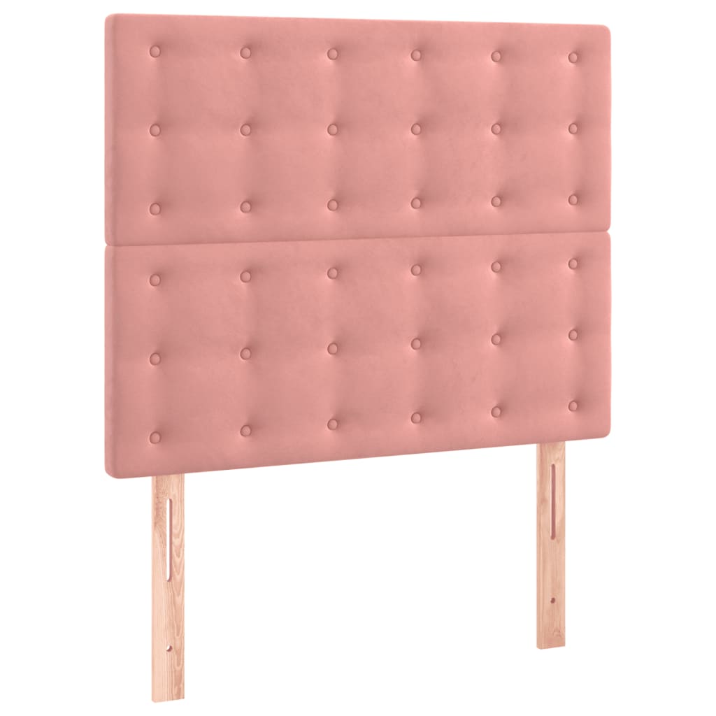 vidaXL Pat cu arcuri, saltea și LED, roz, 90x190 cm, catifea