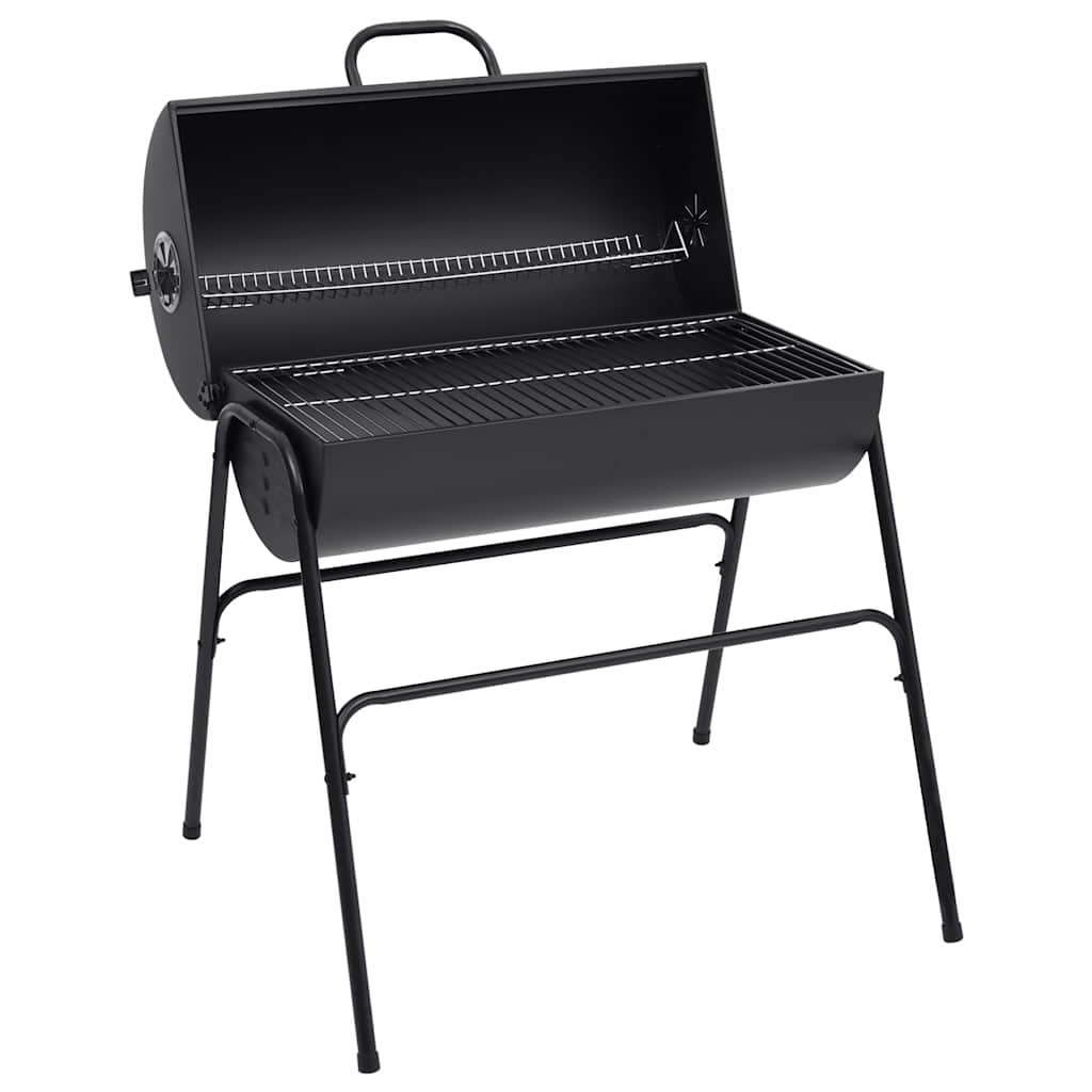vidaXL Grătar cilindru cu 2 grile de gătit, negru, 80x95x90 cm, oțel vidaXL Grătar cilindru cu 2 grile de gătit, negru, 80x95x90 cm, oțel