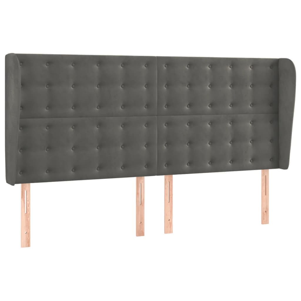 vidaXL Pat cu arcuri, saltea și LED, gri închis, 200x200 cm, catifea
