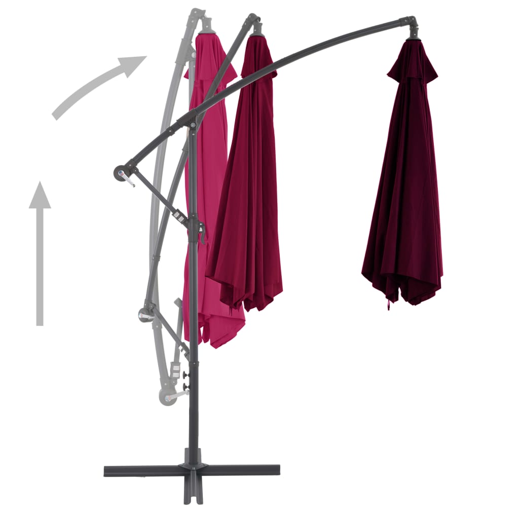 vidaXL Umbrelă în consolă cu stâlp din aluminiu, roșu bordo, 300 cm vidaXL Umbrelă în consolă cu stâlp din aluminiu, roșu bordo, 300 cm