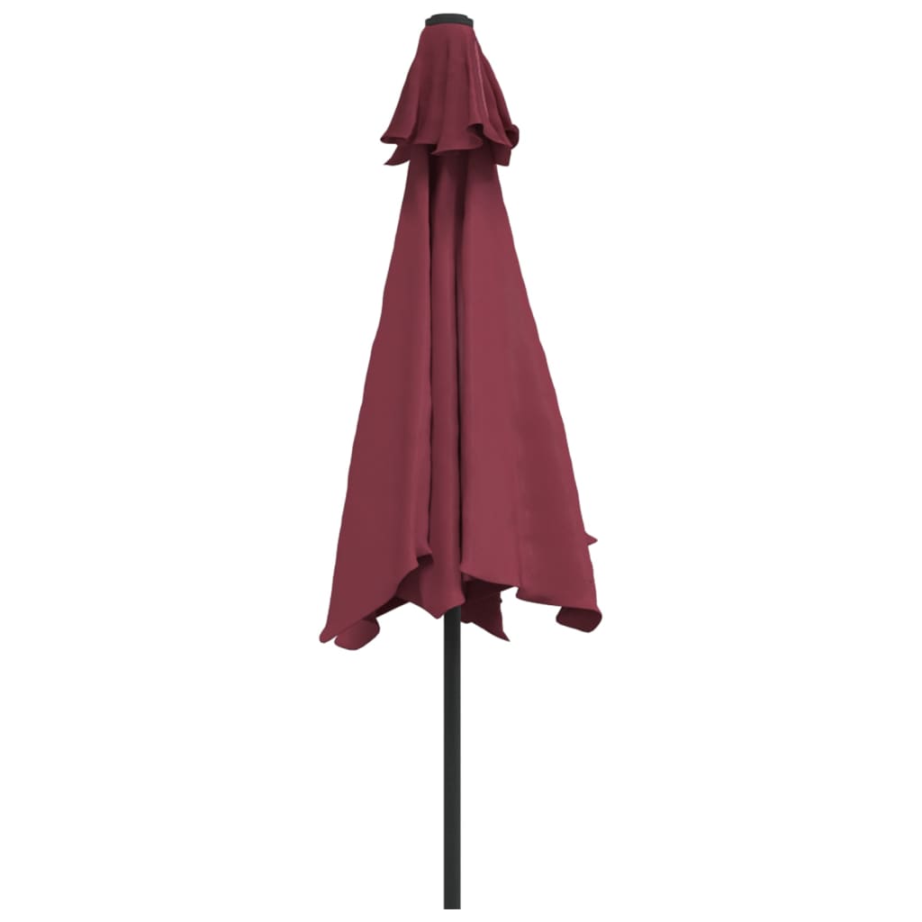 vidaXL Umbrelă de soare cu LED-uri și stâlp oțel, roșu bordo, 300 cm vidaXL Umbrelă de soare cu LED-uri și stâlp oțel, roșu bordo, 300 cm