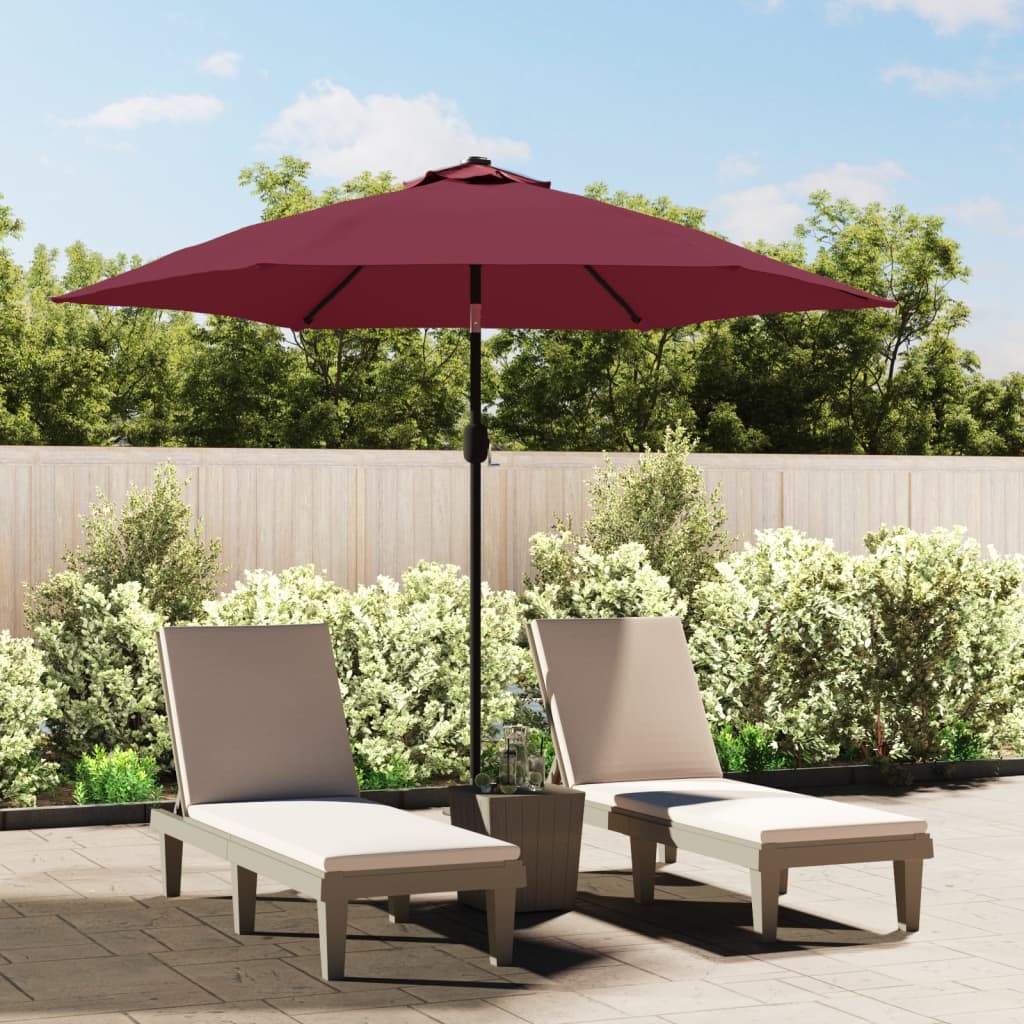 vidaXL Umbrelă de soare cu LED-uri și stâlp oțel, roșu bordo, 300 cm vidaXL Umbrelă de soare cu LED-uri și stâlp oțel, roșu bordo, 300 cm