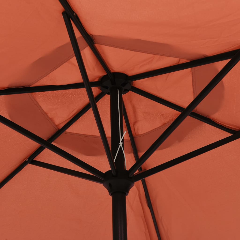 vidaXL Umbrelă de soare cu LED-uri și stâlp oțel, cărămiziu, 300 cm