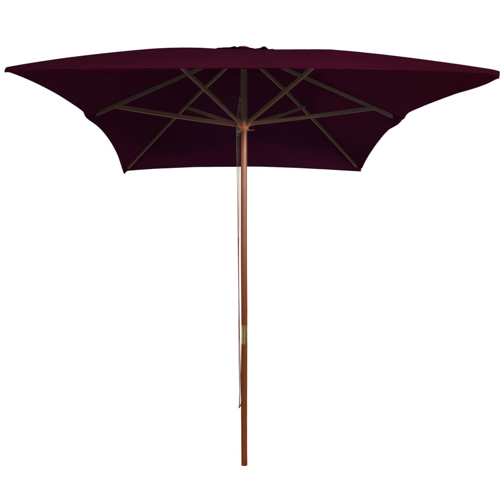 vidaXL Umbrelă de soare de grădină, stâlp lemn, roșu bordo, 200x300 cm