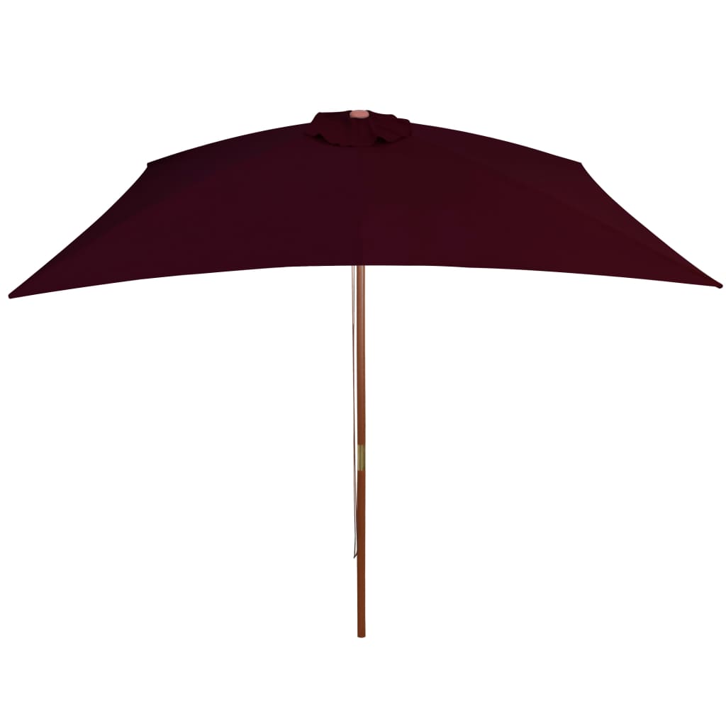 vidaXL Umbrelă de soare de grădină, stâlp lemn, roșu bordo, 200x300 cm