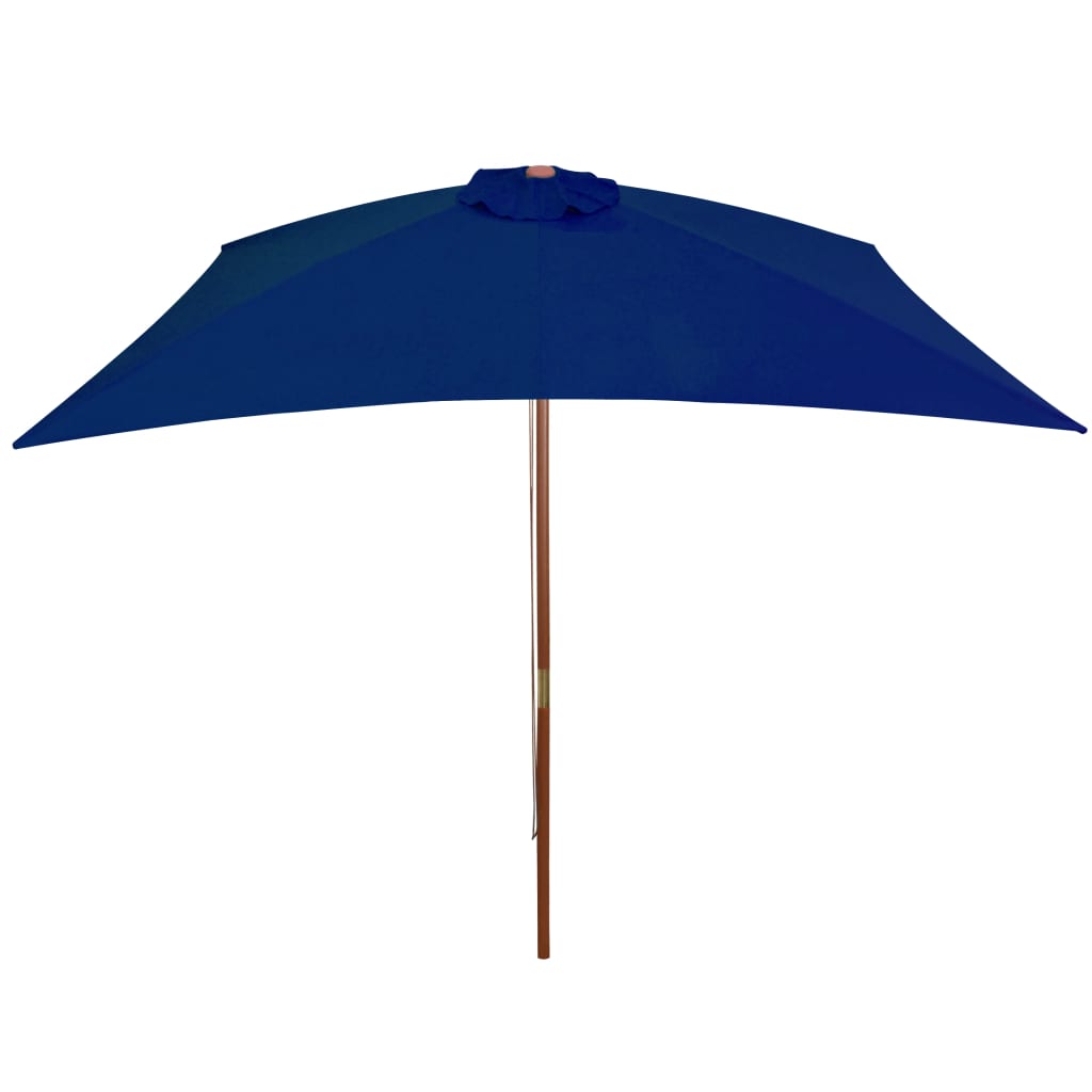 vidaXL Umbrelă de soare cu stâlp din lemn, albastru, 200x300 cm