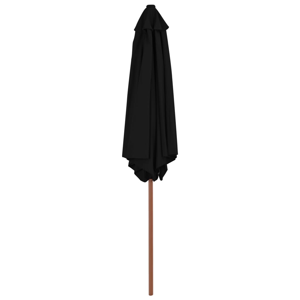 vidaXL Umbrelă de soare de grădină cu stâlp din lemn, negru, 270 cm