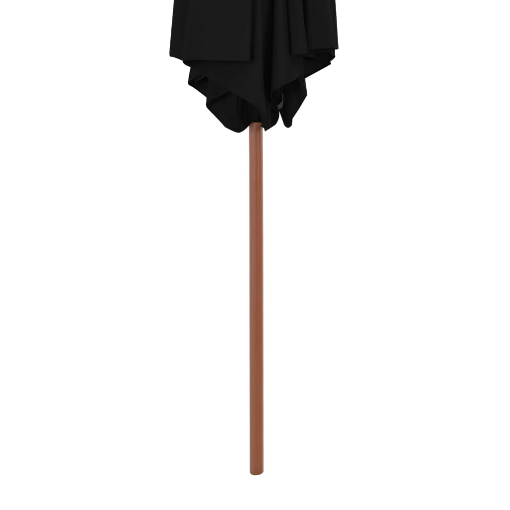 vidaXL Umbrelă de soare de grădină cu stâlp din lemn, negru, 270 cm