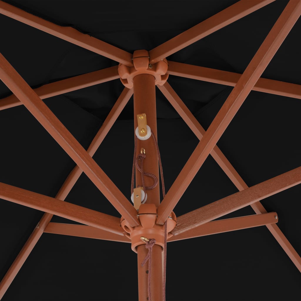 vidaXL Umbrelă de soare de grădină cu stâlp din lemn, negru, 270 cm