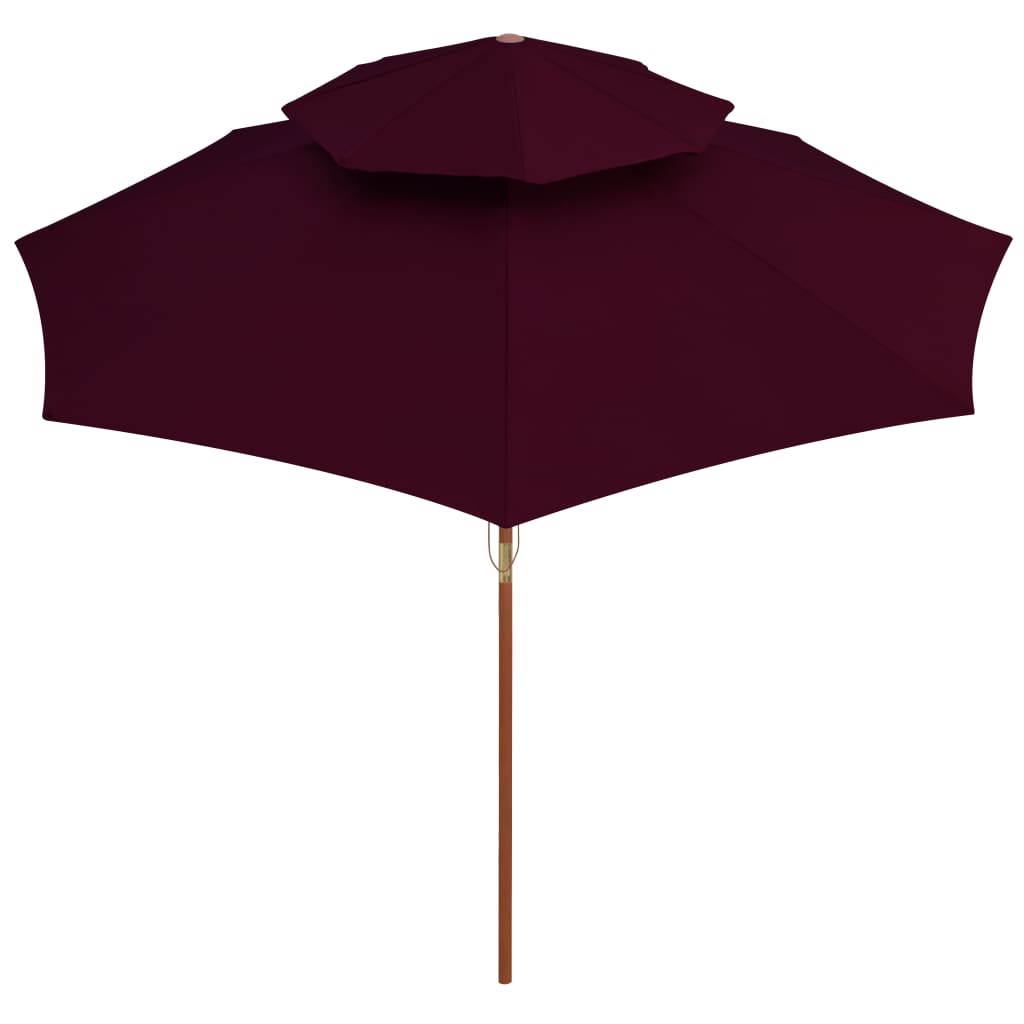 vidaXL Umbrelă de soare dublă, stâlp din lemn, roșu bordo, 270 cm