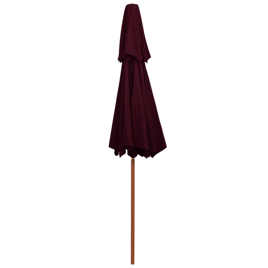 vidaXL Umbrelă de soare dublă, stâlp din lemn, roșu bordo, 270 cm