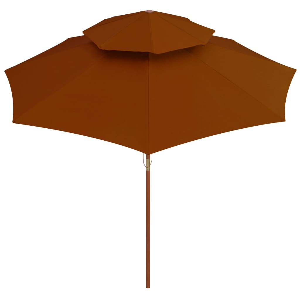 vidaXL Umbrelă de soare dublă, stâlp din lemn, cărămiziu, 270 cm vidaXL Umbrelă de soare dublă, stâlp din lemn, cărămiziu, 270 cm
