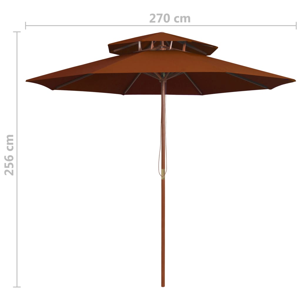 vidaXL Umbrelă de soare dublă, stâlp din lemn, cărămiziu, 270 cm vidaXL Umbrelă de soare dublă, stâlp din lemn, cărămiziu, 270 cm