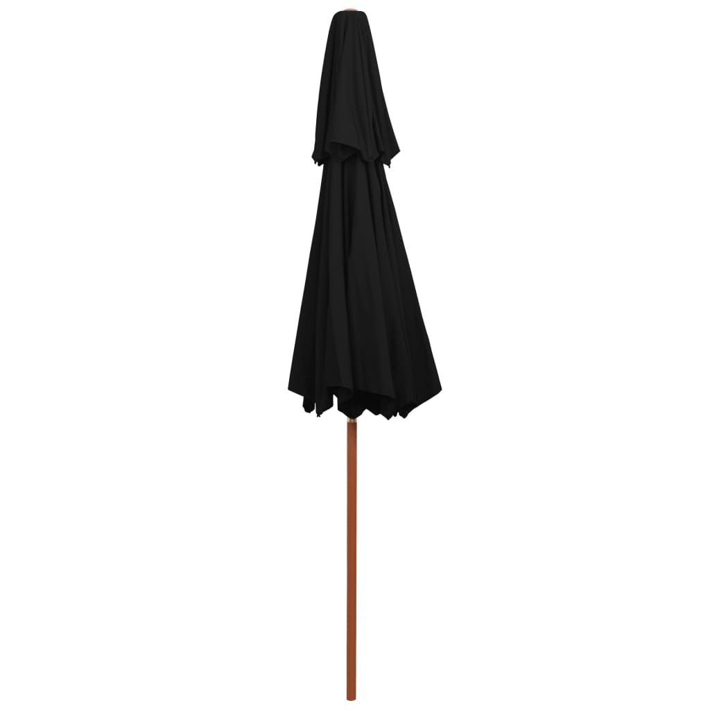 vidaXL Umbrelă de soare dublă, stâlp din lemn, negru, 270 cm
