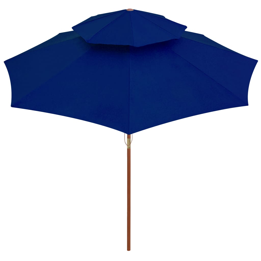 vidaXL Umbrelă de soare dublă, stâlp din lemn, albastru, 270 cm vidaXL Umbrelă de soare dublă, stâlp din lemn, albastru, 270 cm