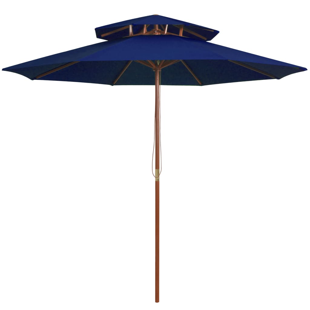 vidaXL Umbrelă de soare dublă, stâlp din lemn, albastru, 270 cm vidaXL Umbrelă de soare dublă, stâlp din lemn, albastru, 270 cm