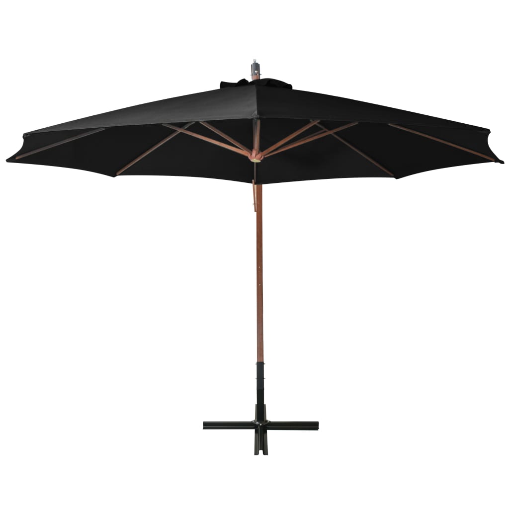 vidaXL Umbrelă suspendată cu stâlp, negru, 3,5x2,9 m, lemn de brad vidaXL Umbrelă suspendată cu stâlp, negru, 3,5x2,9 m, lemn de brad
