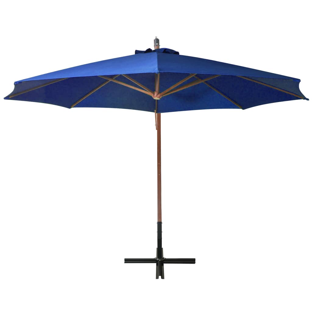 vidaXL Umbrelă în consolă cu stâlp, azuriu, 3,5x2,9 m, lemn de brad vidaXL Umbrelă în consolă cu stâlp, azuriu, 3,5x2,9 m, lemn de brad