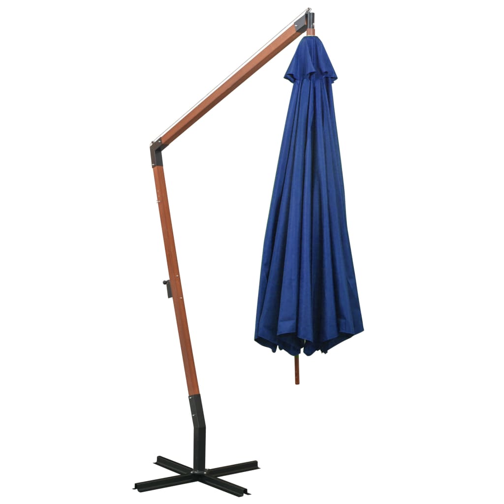 vidaXL Umbrelă în consolă cu stâlp, azuriu, 3,5x2,9 m, lemn de brad vidaXL Umbrelă în consolă cu stâlp, azuriu, 3,5x2,9 m, lemn de brad