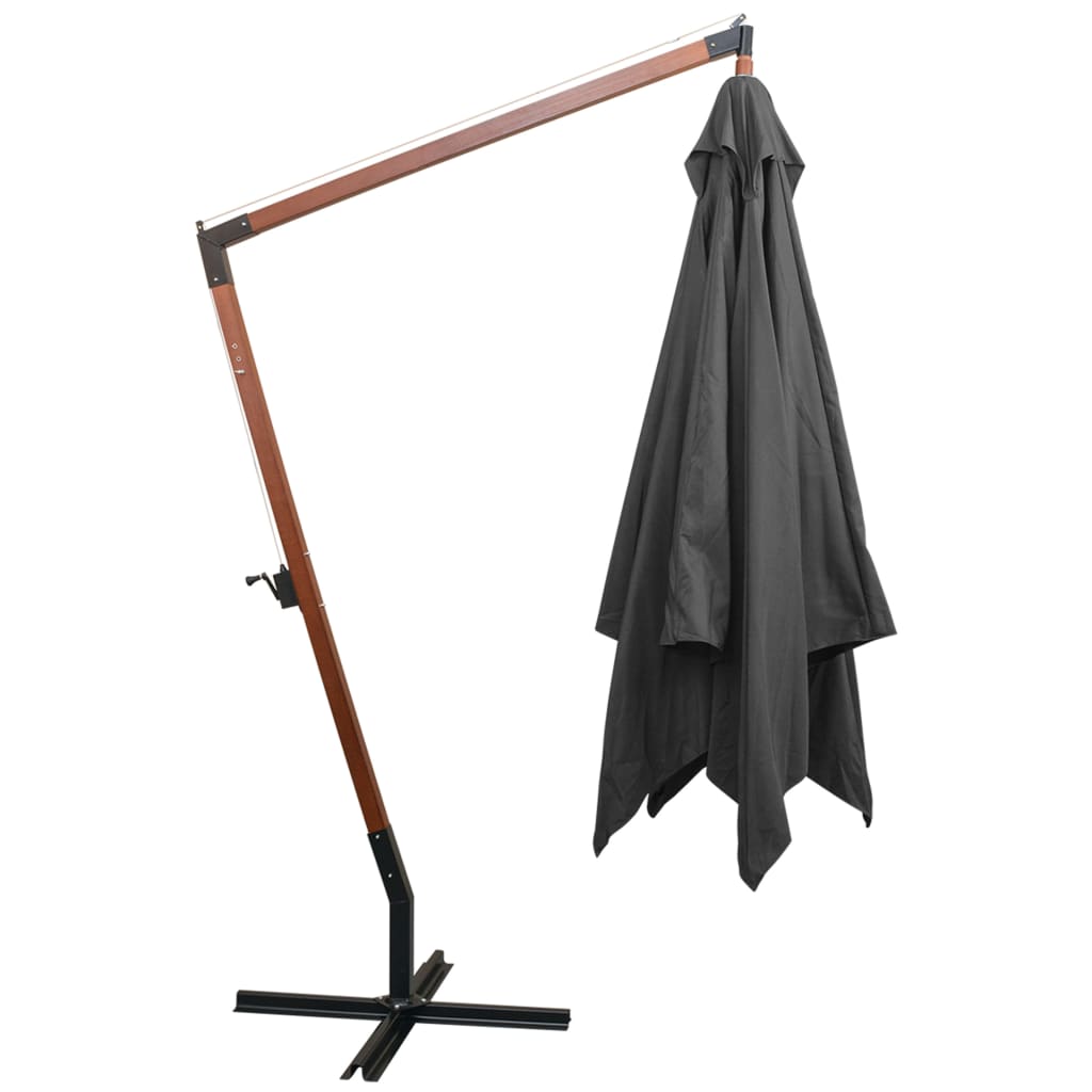 vidaXL Umbrelă suspendată cu stâlp, antracit, 3x3 m, lemn masiv brad vidaXL Umbrelă suspendată cu stâlp, antracit, 3x3 m, lemn masiv brad