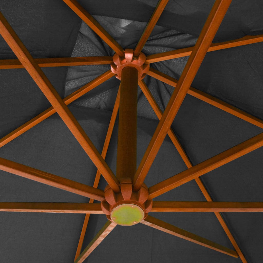 vidaXL Umbrelă suspendată cu stâlp, antracit, 3x3 m, lemn masiv brad vidaXL Umbrelă suspendată cu stâlp, antracit, 3x3 m, lemn masiv brad