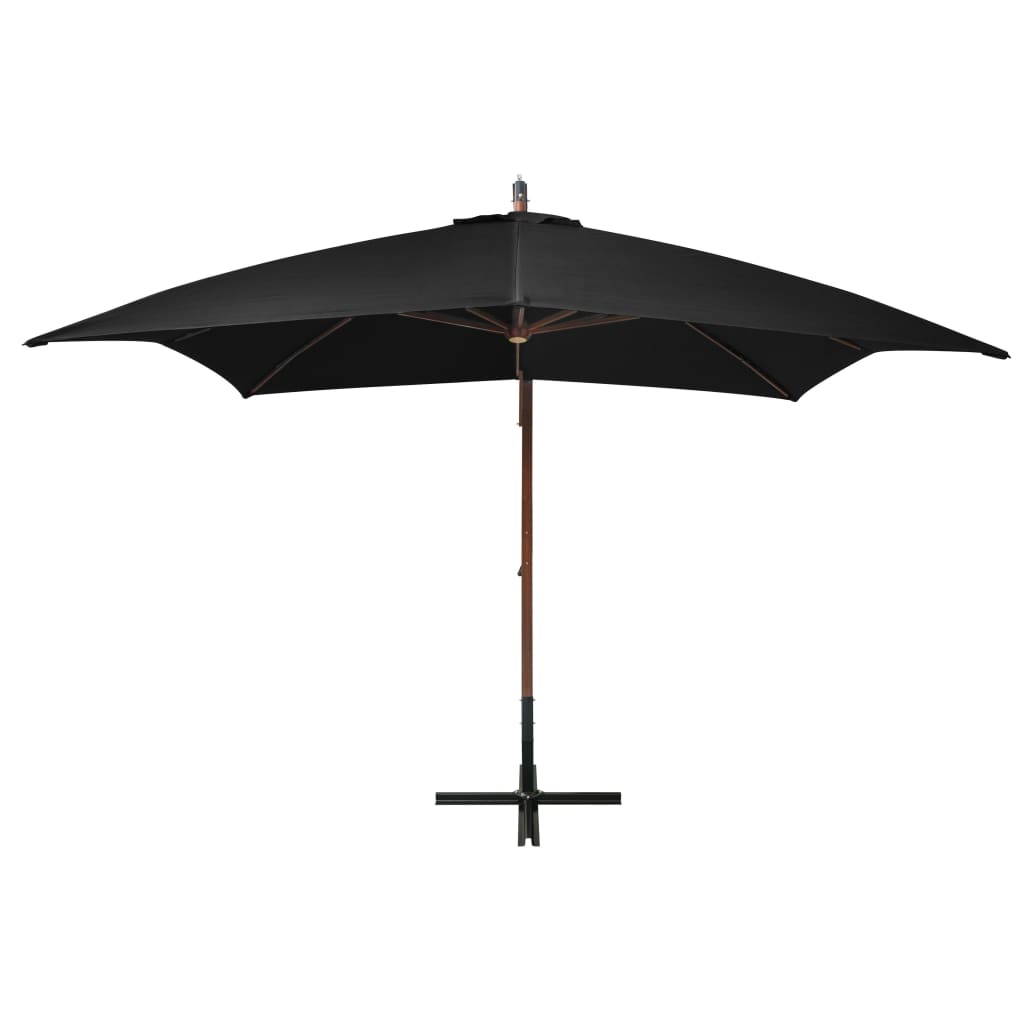 vidaXL Umbrelă suspendată cu stâlp, negru, 3x3 m, lemn masiv de brad vidaXL Umbrelă suspendată cu stâlp, negru, 3x3 m, lemn masiv de brad