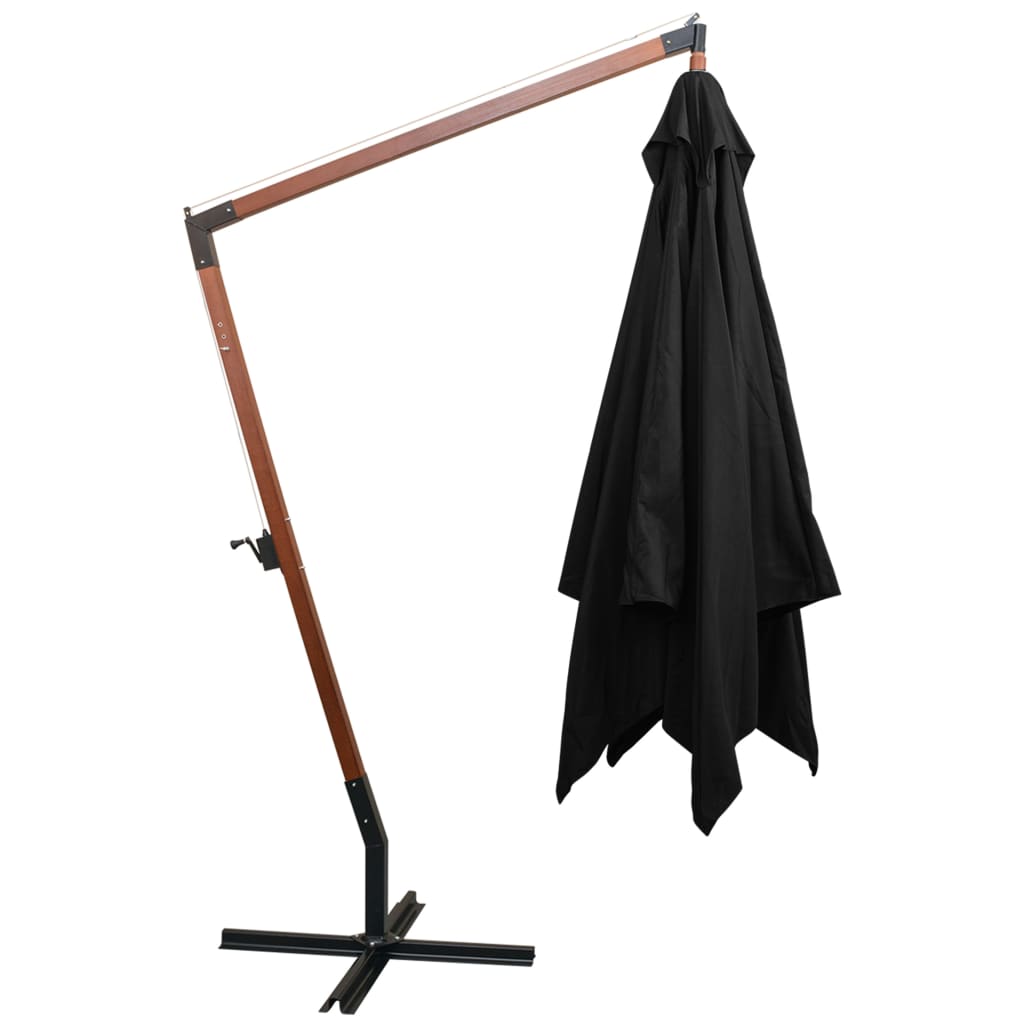 vidaXL Umbrelă suspendată cu stâlp, negru, 3x3 m, lemn masiv de brad vidaXL Umbrelă suspendată cu stâlp, negru, 3x3 m, lemn masiv de brad