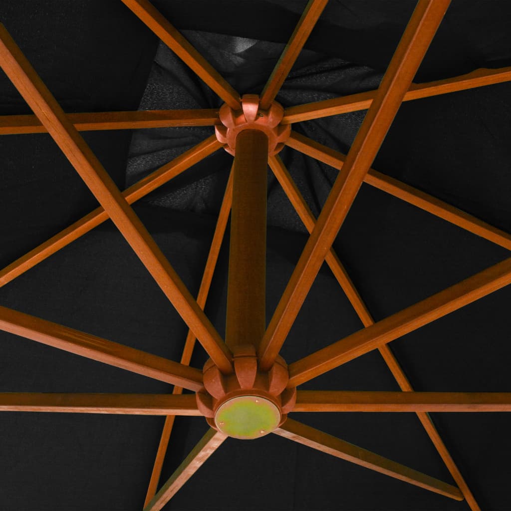 vidaXL Umbrelă suspendată cu stâlp, negru, 3x3 m, lemn masiv de brad vidaXL Umbrelă suspendată cu stâlp, negru, 3x3 m, lemn masiv de brad