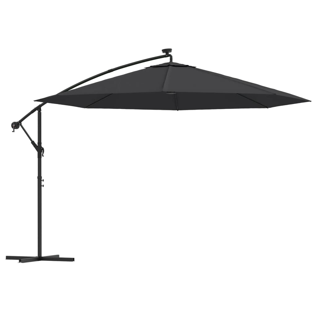 vidaXL Umbrelă în consolă de grădină cu LED-uri, negru, 350 cm vidaXL Umbrelă în consolă de grădină cu LED-uri, negru, 350 cm