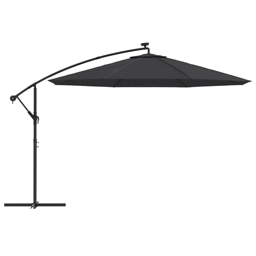 vidaXL Umbrelă în consolă de grădină cu LED-uri, negru, 350 cm vidaXL Umbrelă în consolă de grădină cu LED-uri, negru, 350 cm