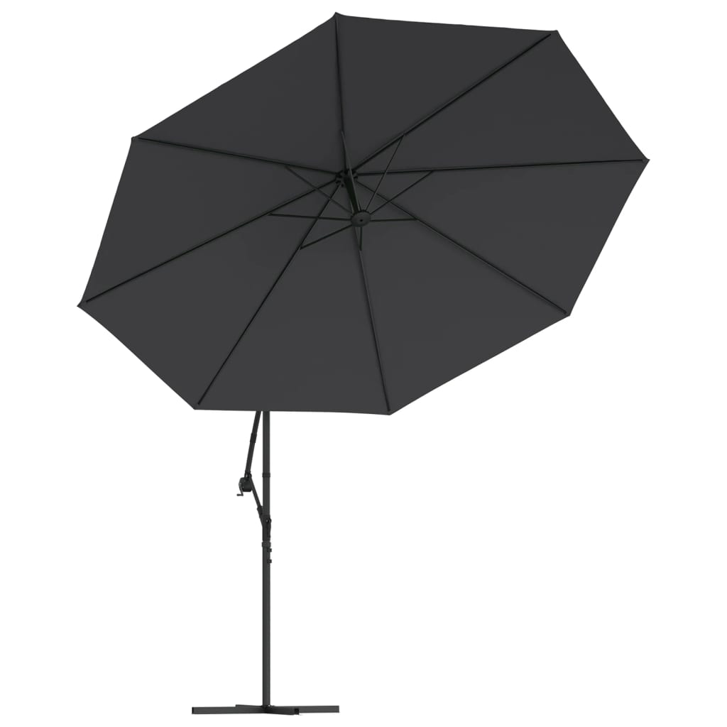 vidaXL Umbrelă în consolă de grădină cu LED-uri, negru, 350 cm vidaXL Umbrelă în consolă de grădină cu LED-uri, negru, 350 cm