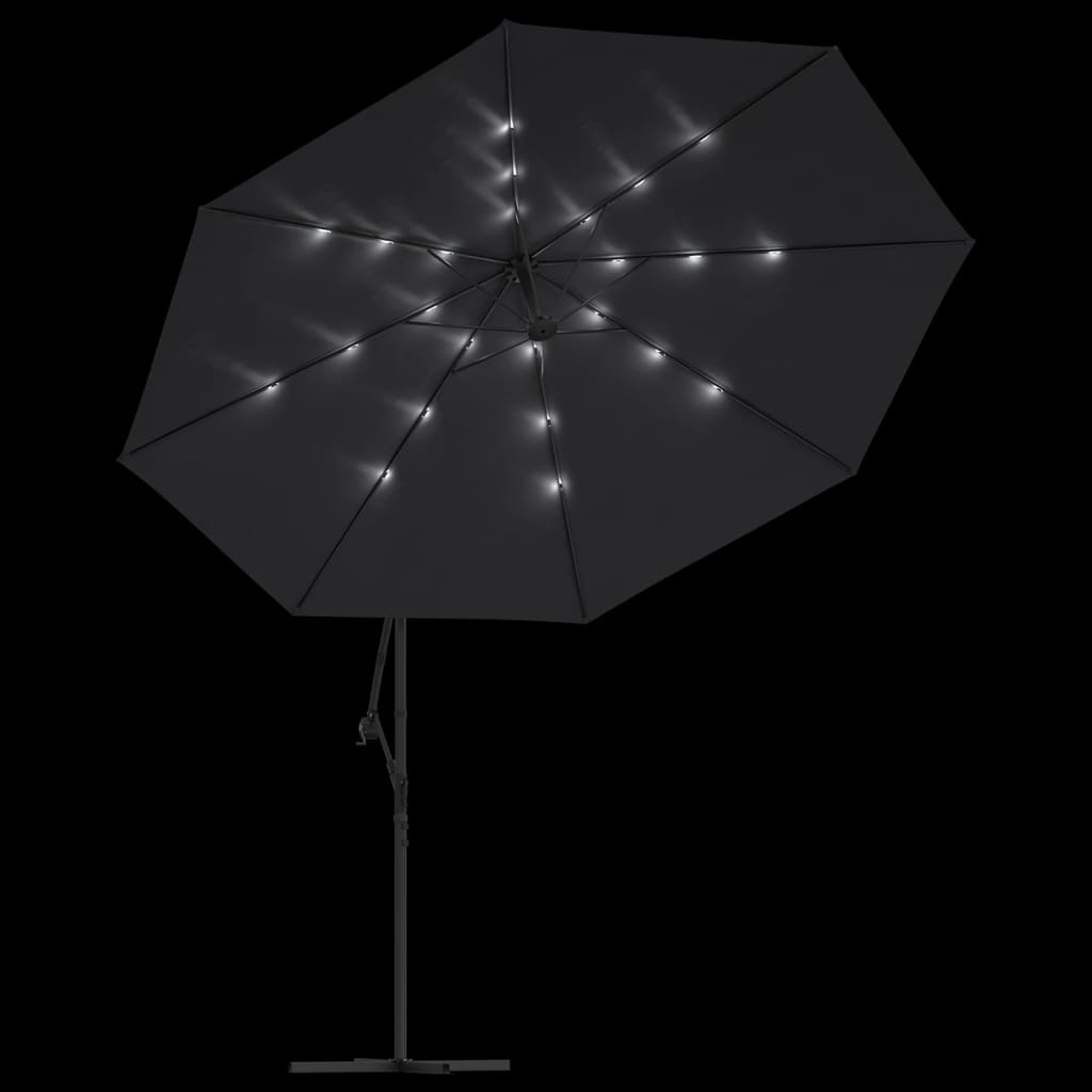 vidaXL Umbrelă în consolă de grădină cu LED-uri, negru, 350 cm vidaXL Umbrelă în consolă de grădină cu LED-uri, negru, 350 cm